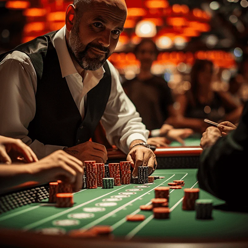 Wnętrze Casino Silesia z eleganckimi stołami do gry